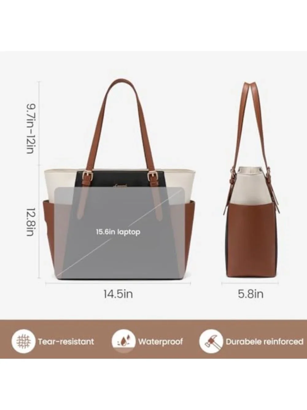 Stylish Leather Laptop Tote Bag for Women | Work & Travel Computer Briefcase
